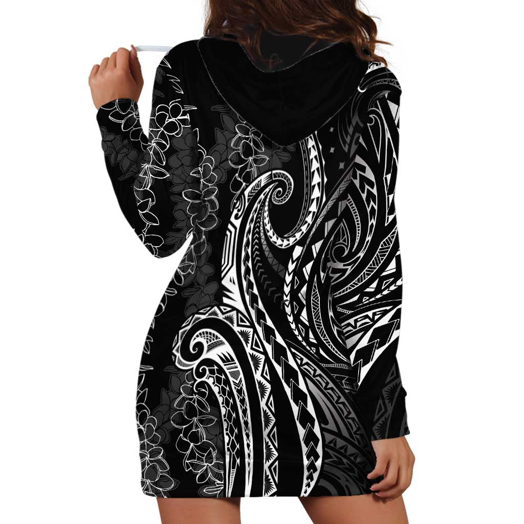 Polynesia Plumeria Lei Hoodie Dress Black Curves Motif