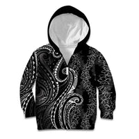 Polynesia Plumeria Lei Kid Hoodie Black Curves Motif LT7 Zip Hoodie Black - Polynesian Pride