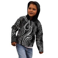 Polynesia Plumeria Lei Kid Hoodie Black Curves Motif LT7 - Polynesian Pride