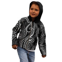 Polynesia Plumeria Lei Kid Hoodie Black Curves Motif LT7 - Polynesian Pride