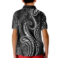 Polynesia Plumeria Lei Kid Polo Shirt Black Curves Motif LT7 - Polynesian Pride