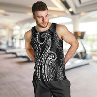 Polynesia Plumeria Lei Men Tank Top Black Curves Motif