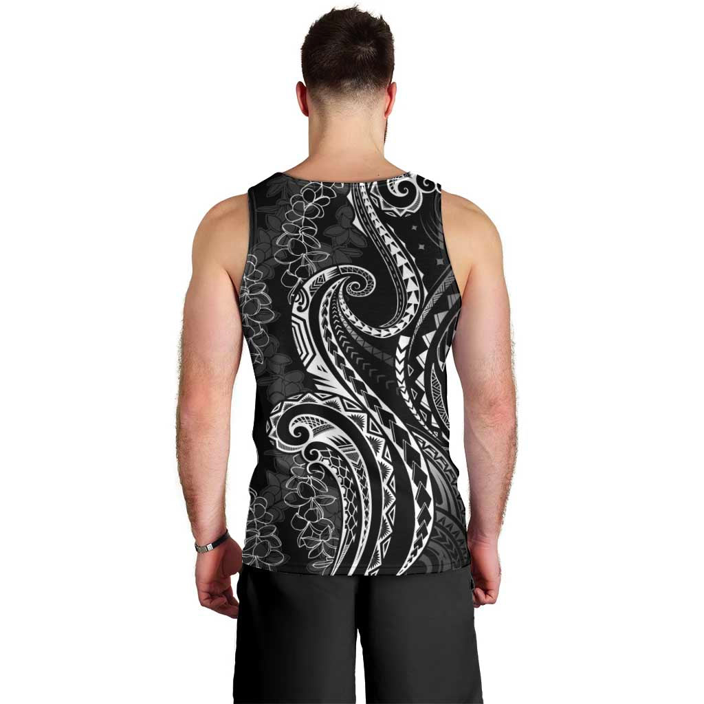 Polynesia Plumeria Lei Men Tank Top Black Curves Motif
