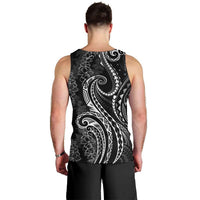 Polynesia Plumeria Lei Men Tank Top Black Curves Motif