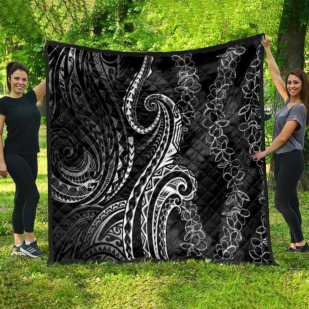 Polynesia Plumeria Lei Quilt Black Curves Motif