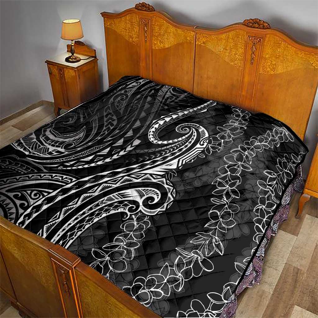 Polynesia Plumeria Lei Quilt Black Curves Motif