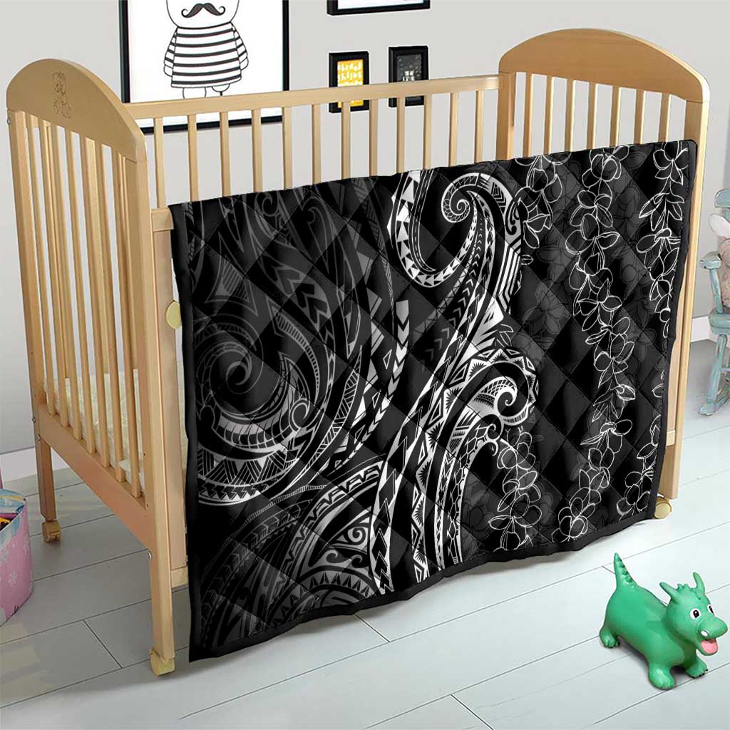 Polynesia Plumeria Lei Quilt Black Curves Motif