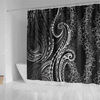 Polynesia Plumeria Lei Shower Curtain Black Curves Motif