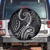 Polynesia Plumeria Lei Spare Tire Cover Black Curves Motif