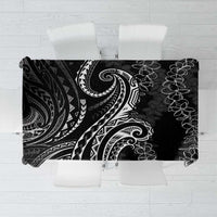 Polynesia Plumeria Lei Tablecloth Black Curves Motif