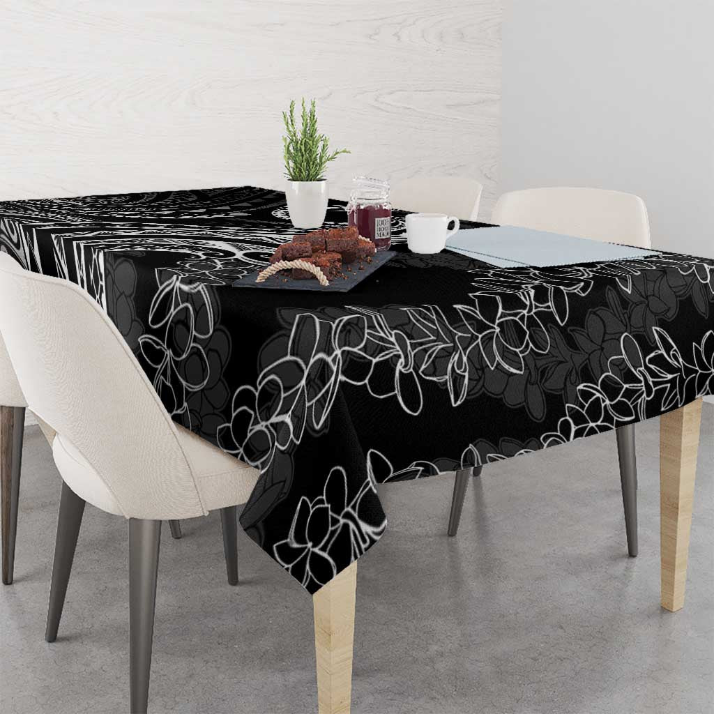 Polynesia Plumeria Lei Tablecloth Black Curves Motif