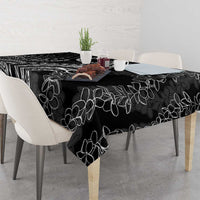 Polynesia Plumeria Lei Tablecloth Black Curves Motif