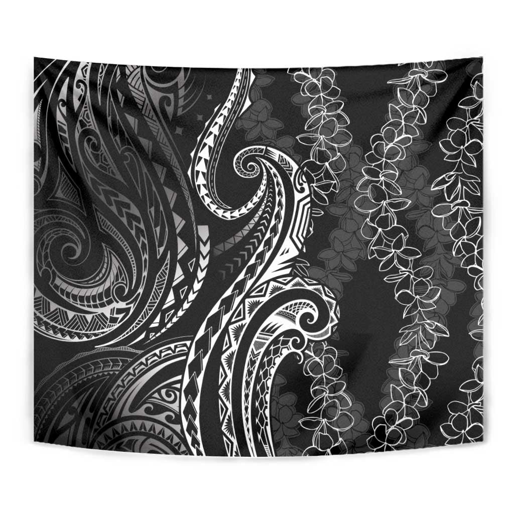 Polynesia Plumeria Lei Tapestry Black Curves Motif