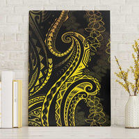Polynesia Plumeria Lei Canvas Wall Art Black Gold Curves Motif