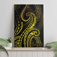 Polynesia Plumeria Lei Canvas Wall Art Black Gold Curves Motif