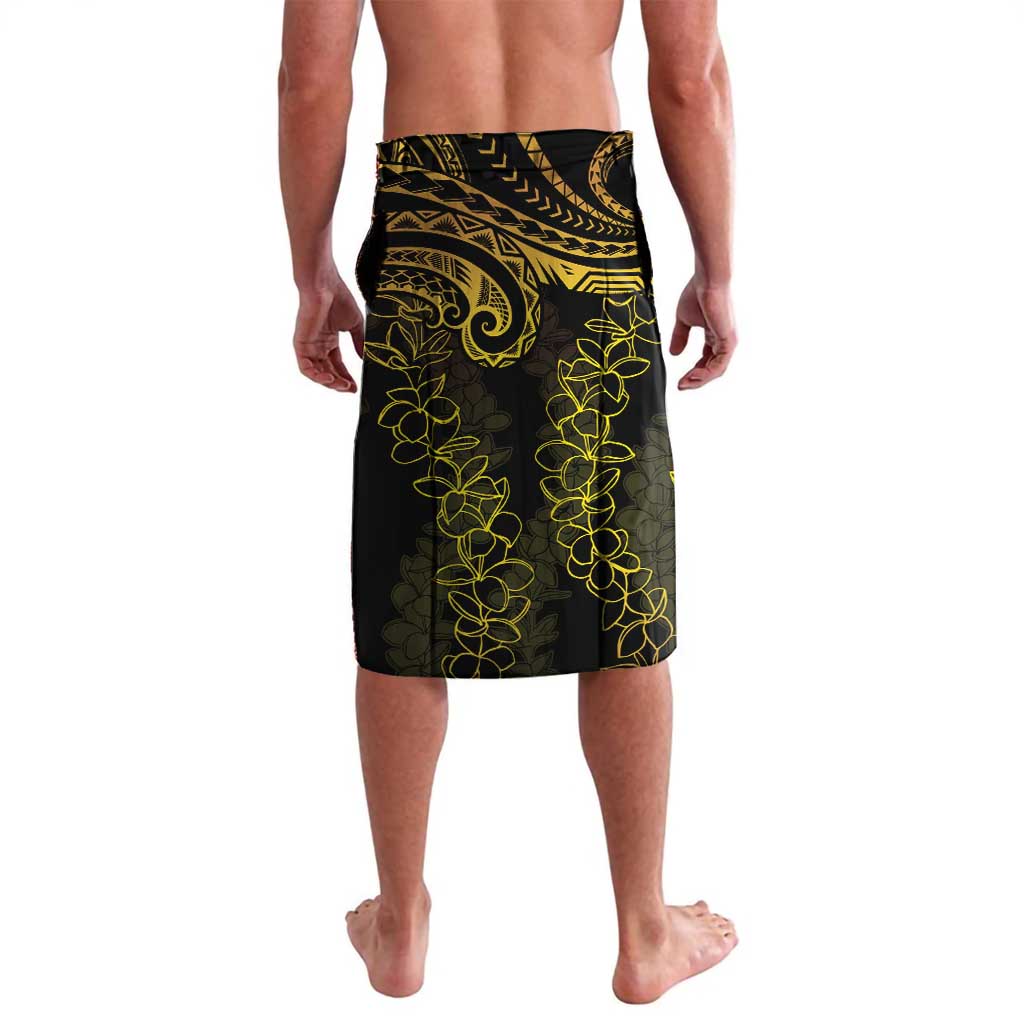 Polynesia Plumeria Lei Lavalava Black Gold Curves Motif