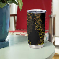 Polynesia Plumeria Lei Tumbler Cup Black Gold Curves Motif