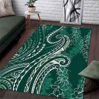Polynesia Plumeria Lei Area Rug Sage Green Curves Motif
