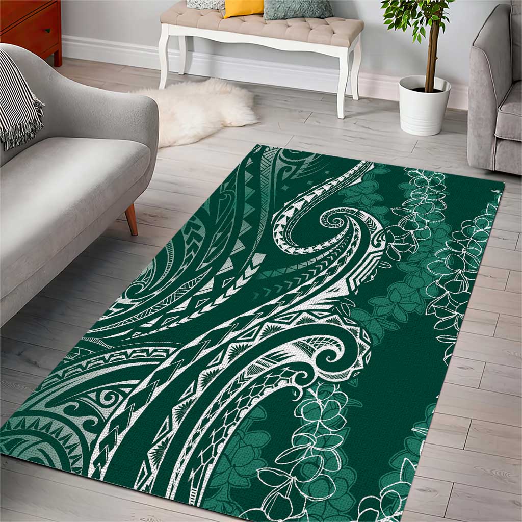 Polynesia Plumeria Lei Area Rug Sage Green Curves Motif