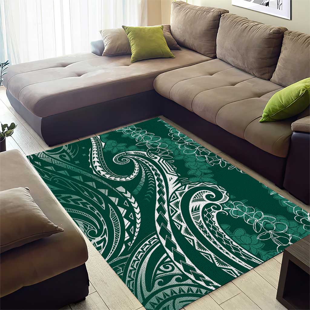 Polynesia Plumeria Lei Area Rug Sage Green Curves Motif