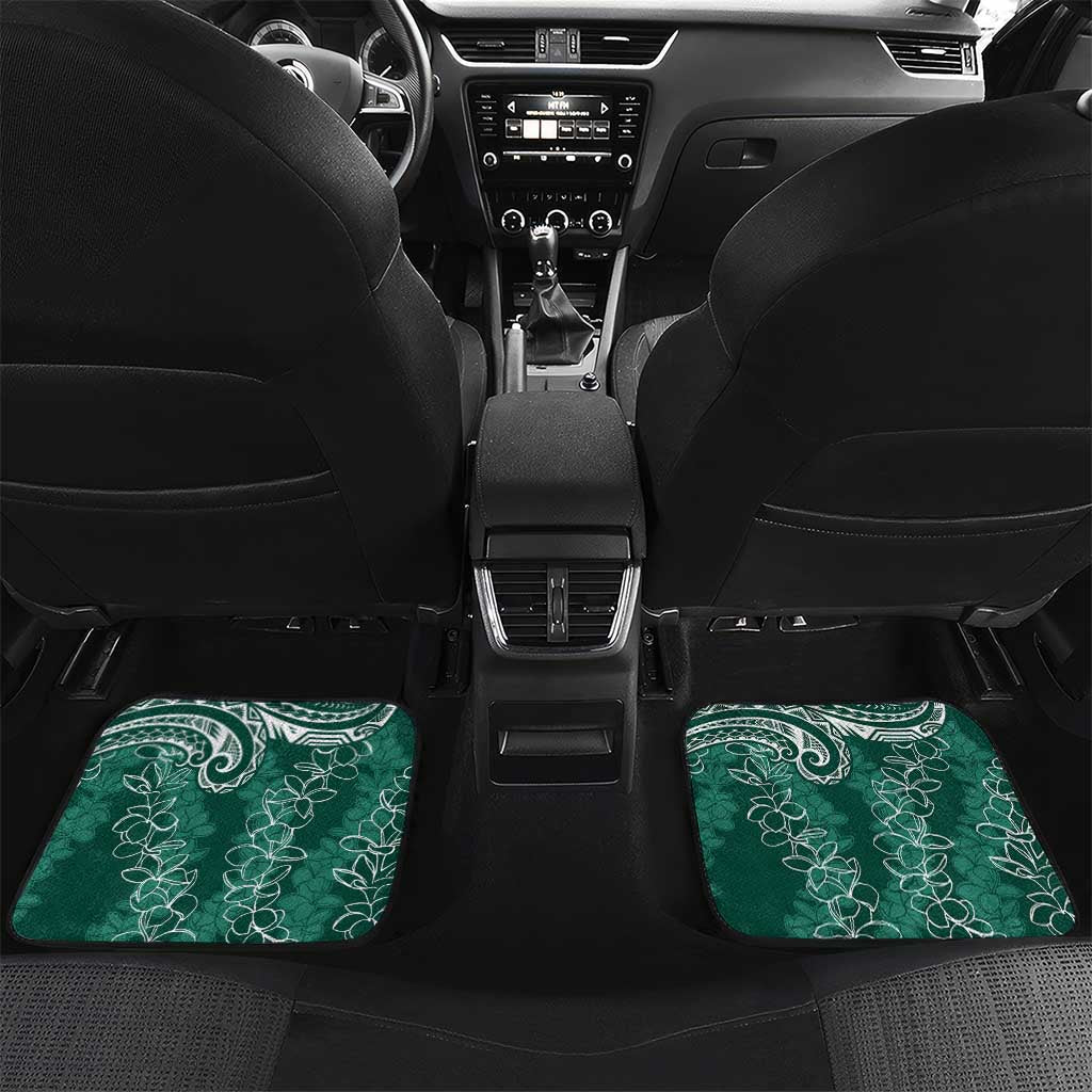 Polynesia Plumeria Lei Car Mats Sage Green Curves Motif