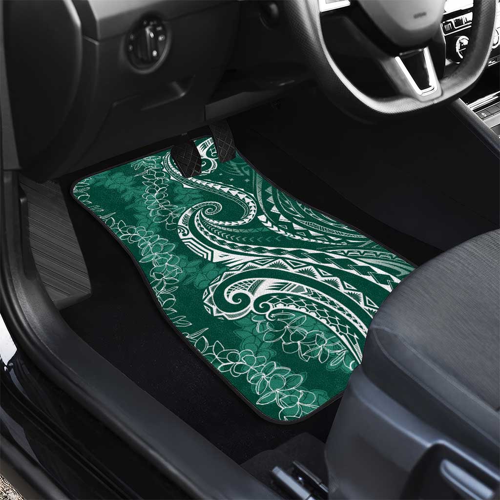 Polynesia Plumeria Lei Car Mats Sage Green Curves Motif