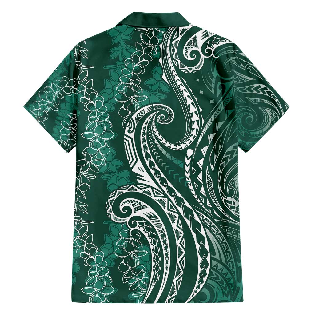 Polynesia Plumeria Lei Hawaiian Shirt Sage Green Curves Motif