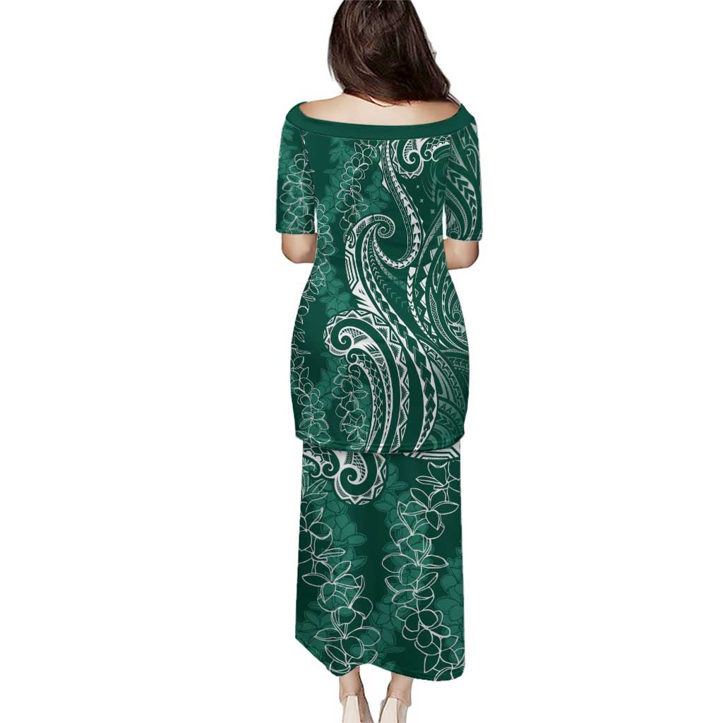 Polynesia Plumeria Lei Puletasi Sage Green Curves Motif
