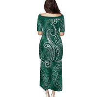 Polynesia Plumeria Lei Puletasi Sage Green Curves Motif