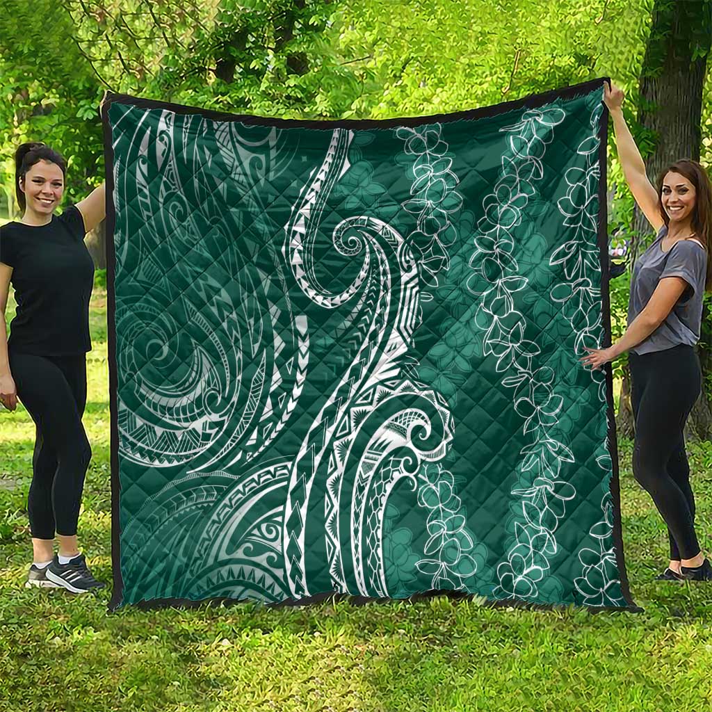 Polynesia Plumeria Lei Quilt Sage Green Curves Motif