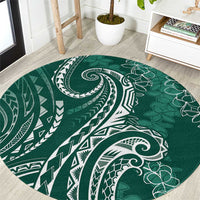 Polynesia Plumeria Lei Round Carpet Sage Green Curves Motif