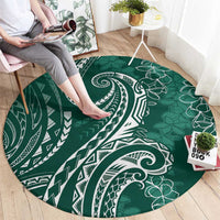 Polynesia Plumeria Lei Round Carpet Sage Green Curves Motif