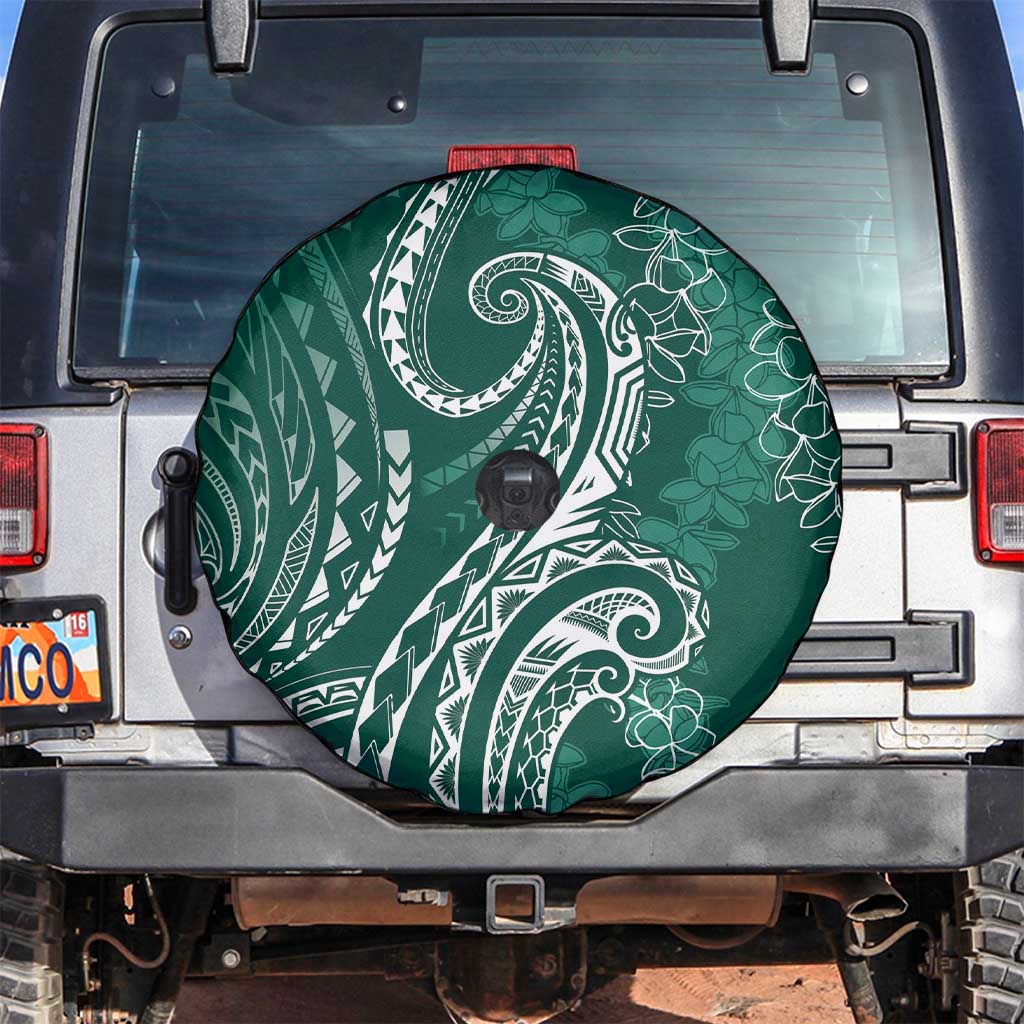 Polynesia Plumeria Lei Spare Tire Cover Sage Green Curves Motif