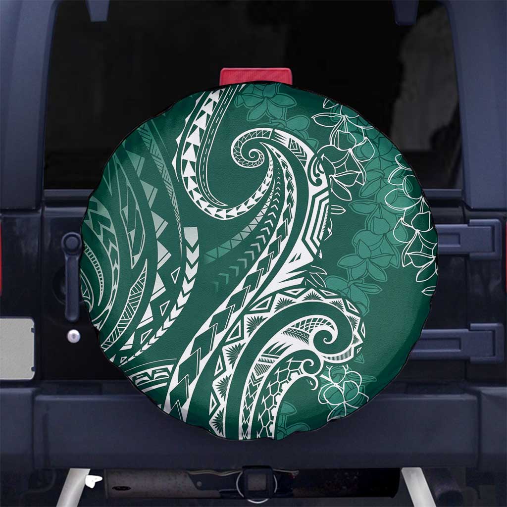 Polynesia Plumeria Lei Spare Tire Cover Sage Green Curves Motif