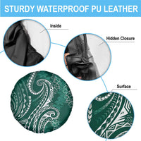 Polynesia Plumeria Lei Spare Tire Cover Sage Green Curves Motif