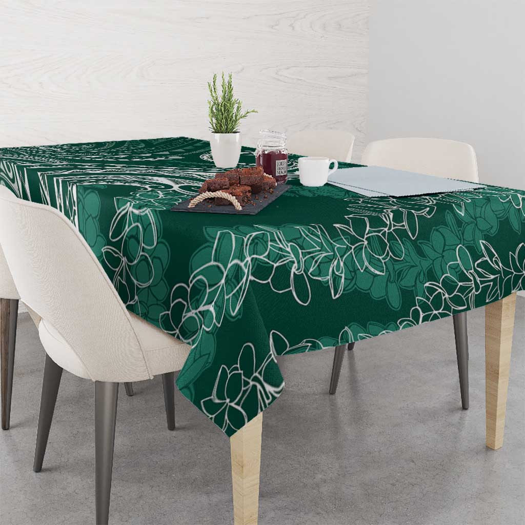 Polynesia Plumeria Lei Tablecloth Sage Green Curves Motif