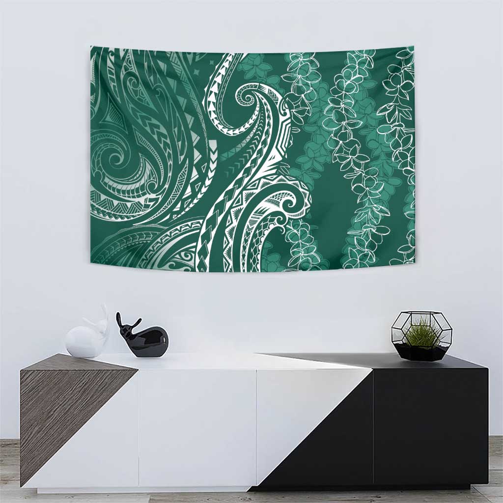 Polynesia Plumeria Lei Tapestry Sage Green Curves Motif