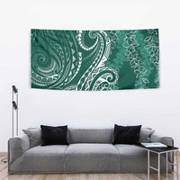 Polynesia Plumeria Lei Tapestry Sage Green Curves Motif