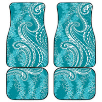 Polynesia Plumeria Lei Car Mats Teal Curves Motif