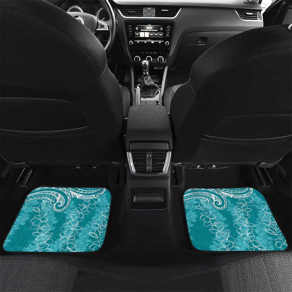 Polynesia Plumeria Lei Car Mats Teal Curves Motif