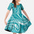 Polynesia Plumeria Lei Family Matching Puletasi and Hawaiian Shirt Teal Curves Motif