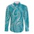 Polynesia Plumeria Lei Family Matching Puletasi and Hawaiian Shirt Teal Curves Motif