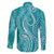 Polynesia Plumeria Lei Family Matching Puletasi and Hawaiian Shirt Teal Curves Motif
