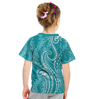Polynesia Plumeria Lei Kid T Shirt Teal Curves Motif LT7 - Polynesian Pride