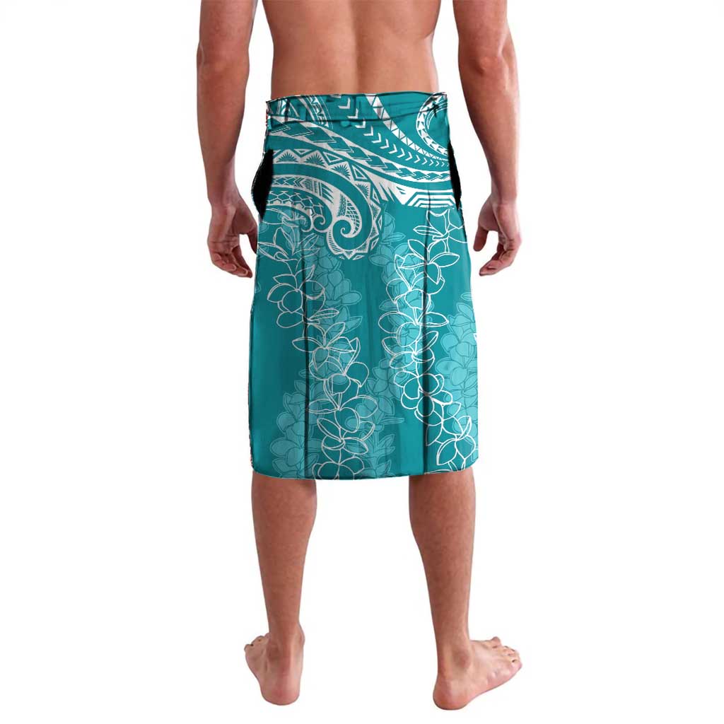 Polynesia Plumeria Lei Lavalava Teal Curves Motif