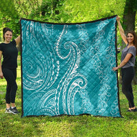 Polynesia Plumeria Lei Quilt Teal Curves Motif
