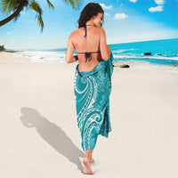 Polynesia Plumeria Lei Sarong Teal Curves Motif