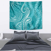 Polynesia Plumeria Lei Tapestry Teal Curves Motif LT7 - Polynesian Pride