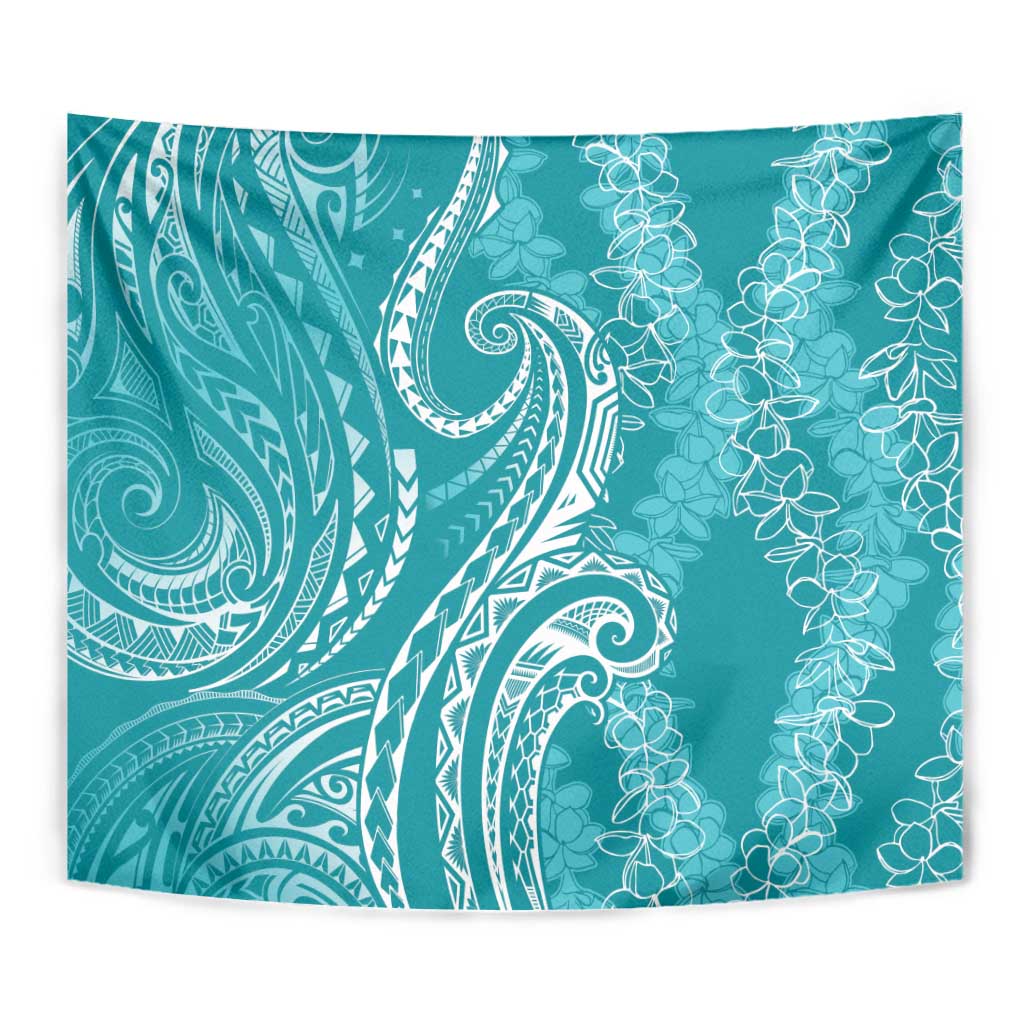Polynesia Plumeria Lei Tapestry Teal Curves Motif LT7 - Polynesian Pride