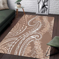 Polynesia Plumeria Lei Area Rug Beige Curves Motif